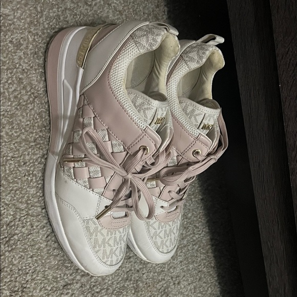 Michael Kors Women's Pink and White Sneakers - Picture 1 of 4